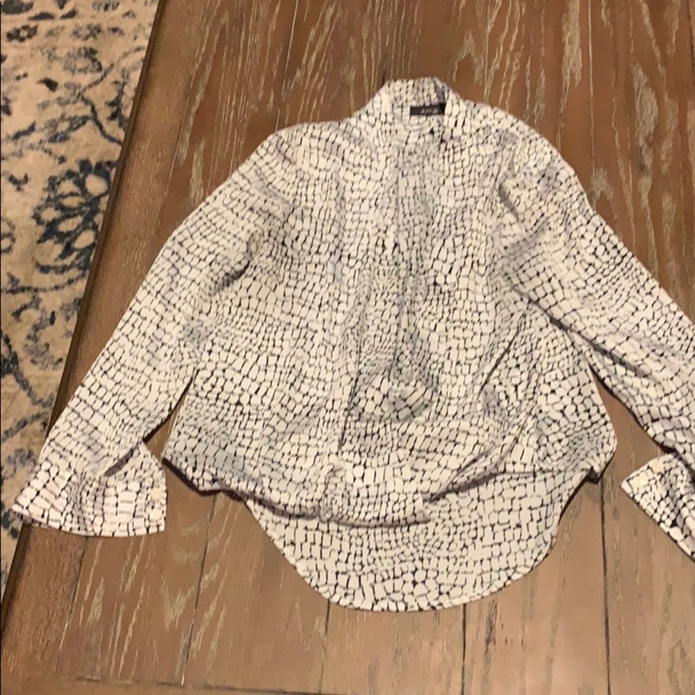 Black and white work blouse